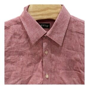 Orvis 100% Linen Shirt Mens XL Red Check Button Short Sleeve Casual‎ Lightweight